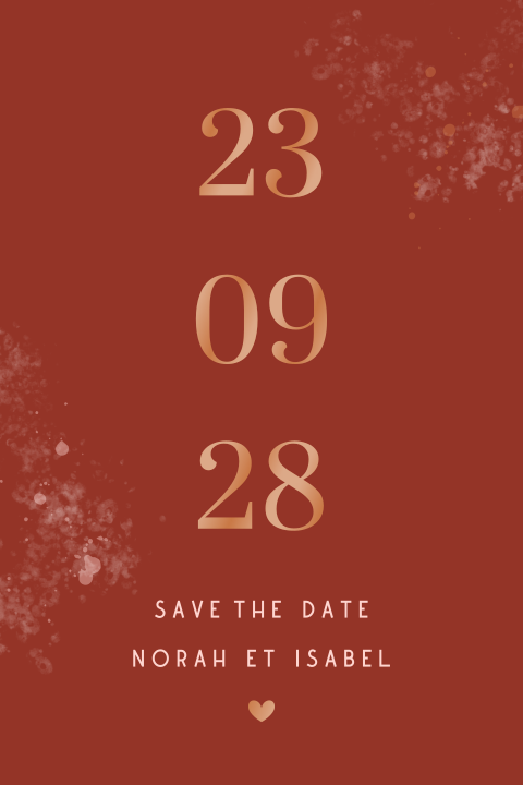 Save the date avec la date du mariage en vernis