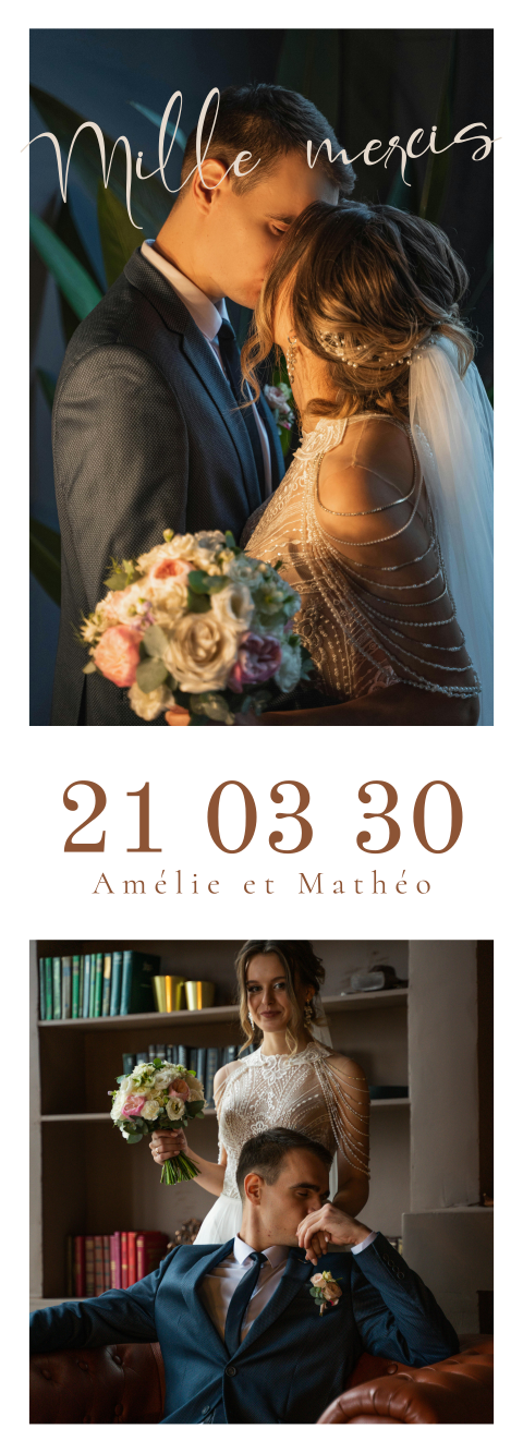 Marque-page remerciement magnet avec typographie classique et photos