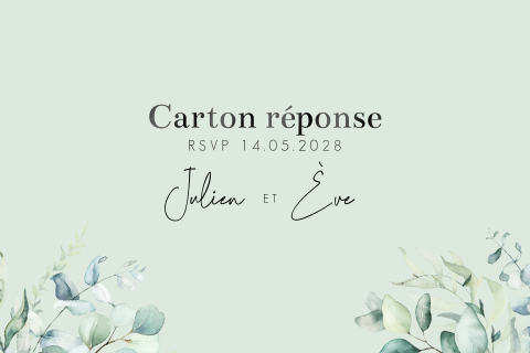 Carton réponse élégante verte avec des feuilles