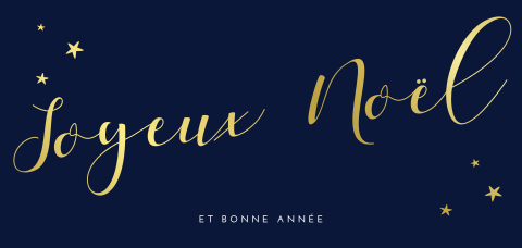 Carte de Noël professionnelle sur fond bleu foncé avec des étoiles
