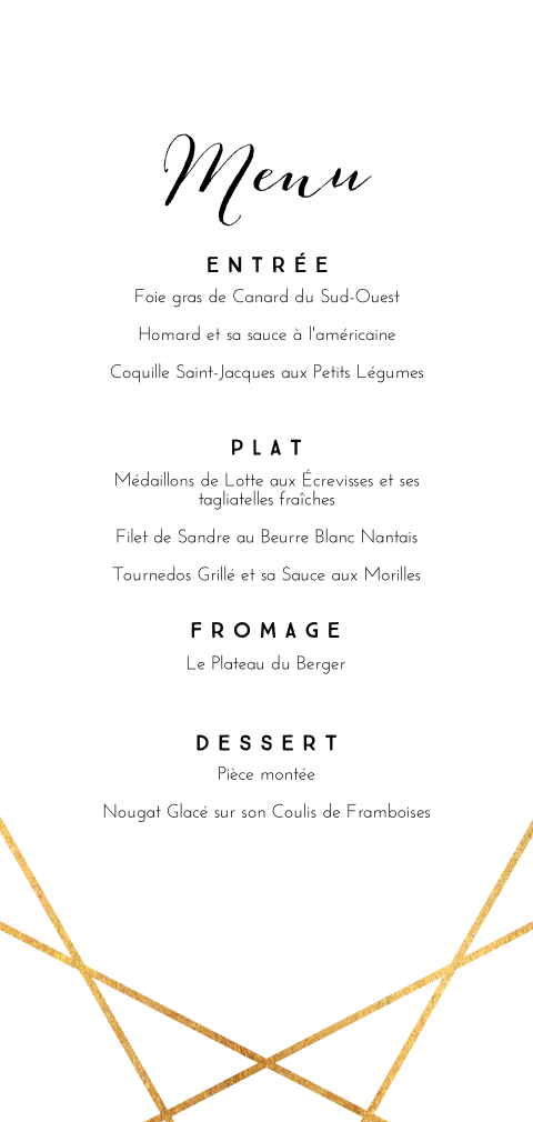 Menu élégante avec motif géométrique