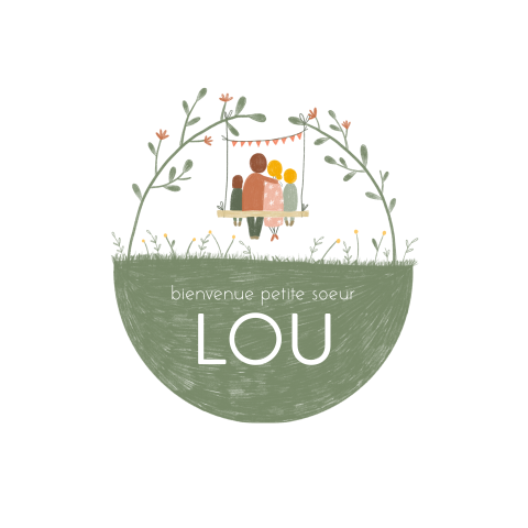 Faire-part de naissance avec jolie illustration d'une famille