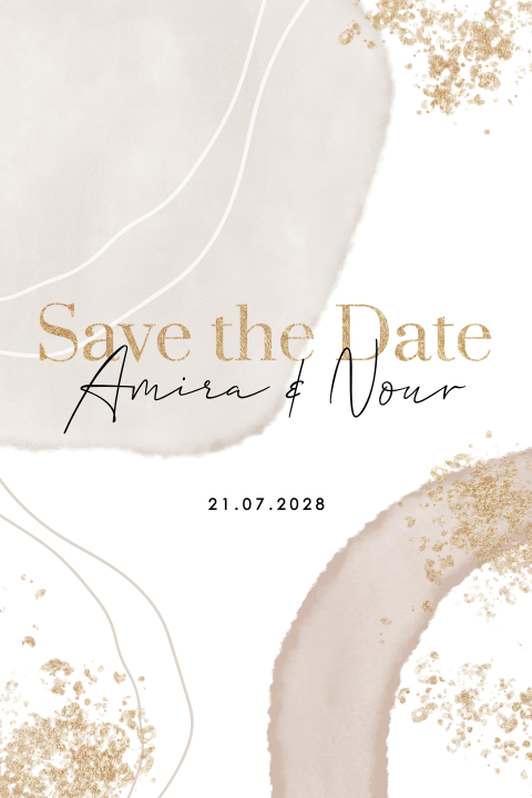 Save the date avec des motifs peints à l'aquarelle