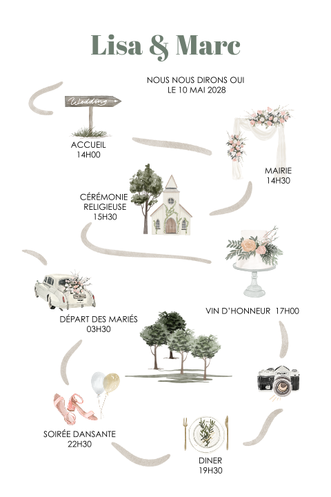 Faire-part de mariage avec de jolies illustrations