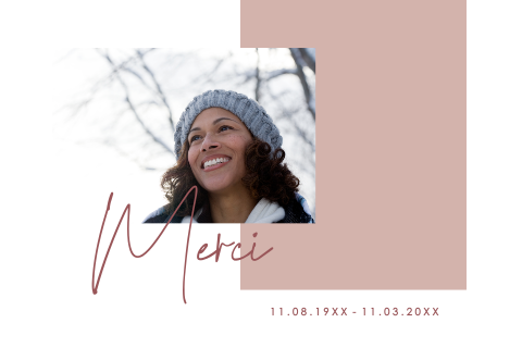 Carte de remerciement moderne de condoléances en rose avec photo