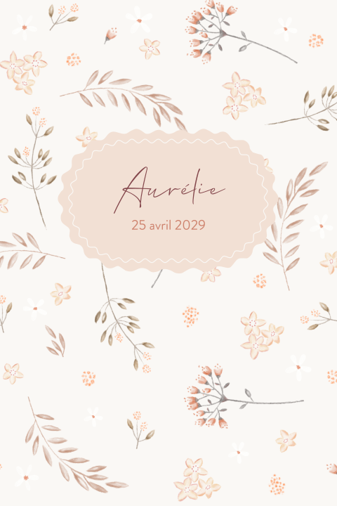 Faire-part de naissance rose avec fleurs douces et coins arrondis