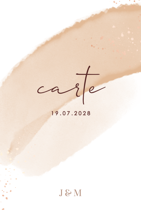 Carte de menu avec de l'aquarelle dans les tons roses