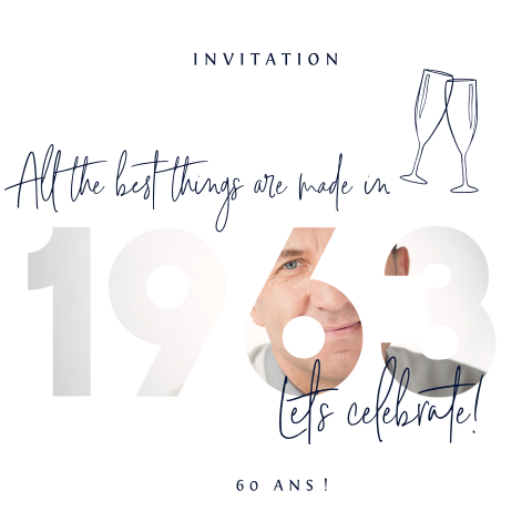 Carte d'invitation moderne avec une photo dans l'année