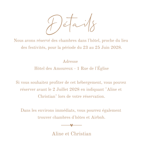 Feuillet avec un texte brun et un cœur