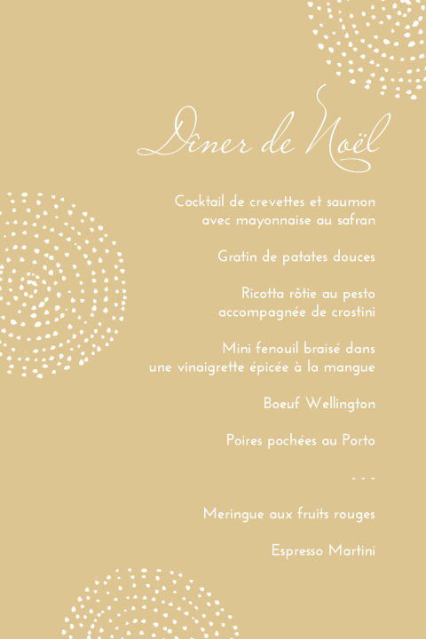 Menu élégant dans les tons marron-beige