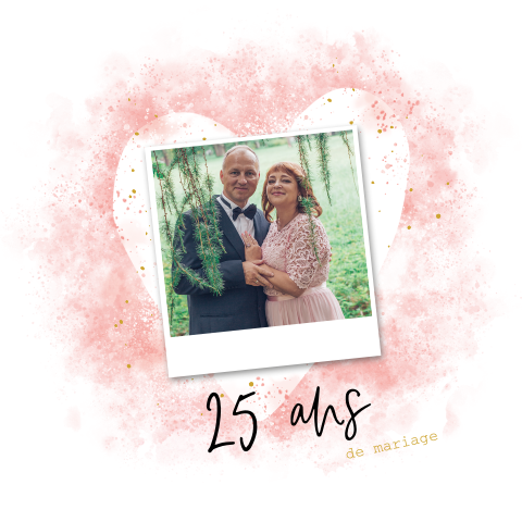Invitation romantique pour anniversaire de mariage avec cœur et photo