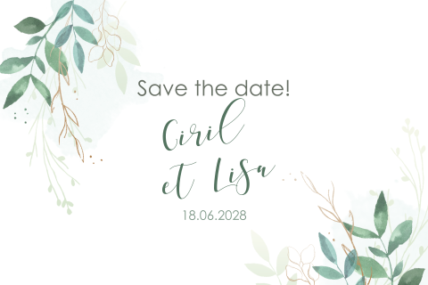 Save the date douce avec des motifs peints à l'aquarelle