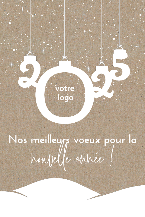 Carte de vœux professionnelle kraft avec de la neige