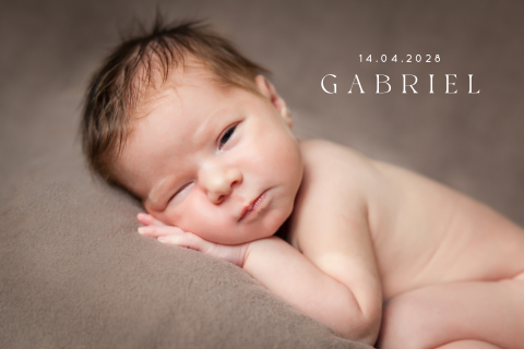 Faire-part de naissance avec photo et teintes de beige