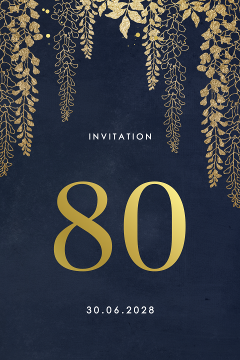 Carte d'invitation élégante avec des feuillages dorés