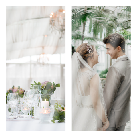 Faire-part de mariage carré double avec deux grandes photos
