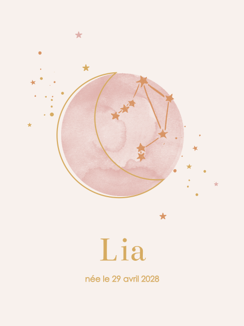 Affiche de naissance avec constellation