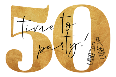 Invitation originale pour les 50 ans avec bouteilles de bière