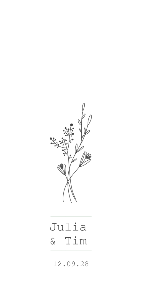 Faire-part de mariage simple avec des fleurs en noir et blanc