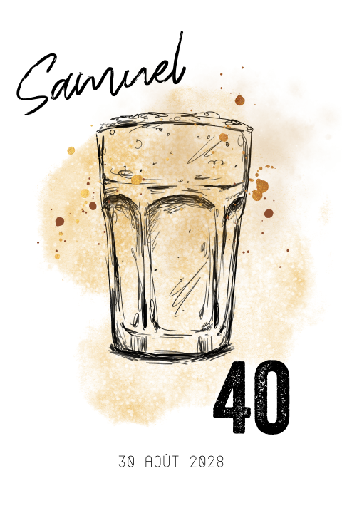 Invitation d'anniversaire pour les 40 ans avec verre de bière