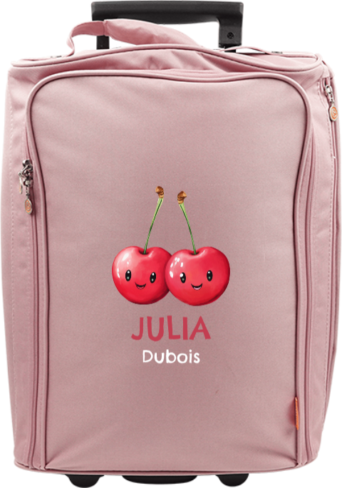Valise à roulettes avec cerises et prénom