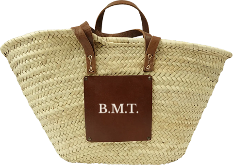 Sac de plage en osier avec initiales