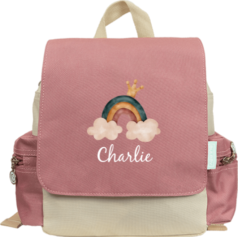 Sac à dos avec un arc en ciel et des nuages