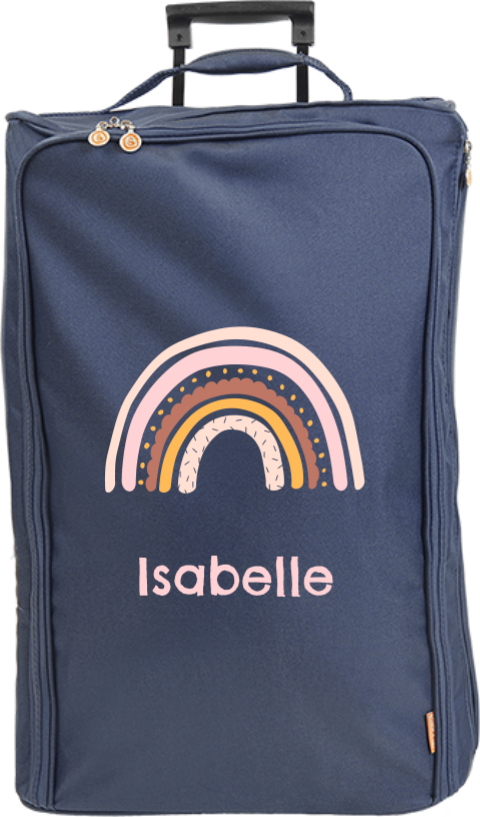 Valise à roulettes avec arc-en-ciel et prénom