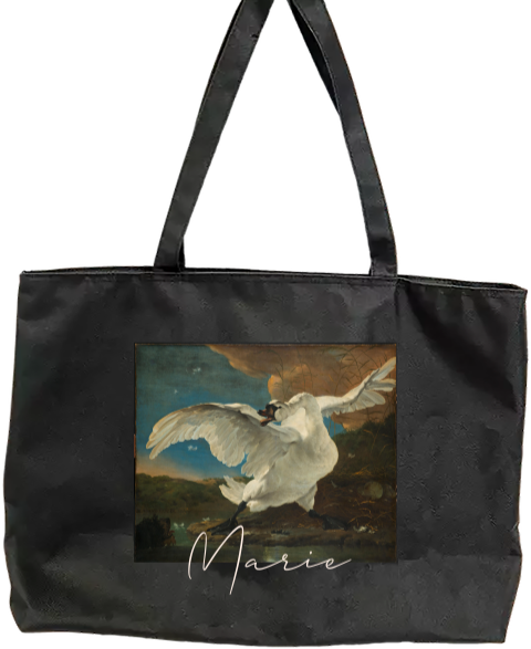 Sac de toile avec illustration artistique et signature élégante