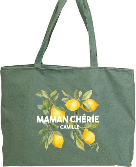 Sac de toile avec illustration de citron et texte personnalisé