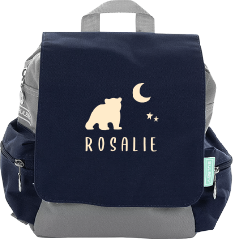 Sac à dos avec silhouette ours, lune et étoiles
