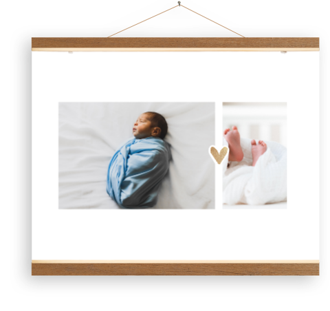 Toile avec deux photos et un coeur