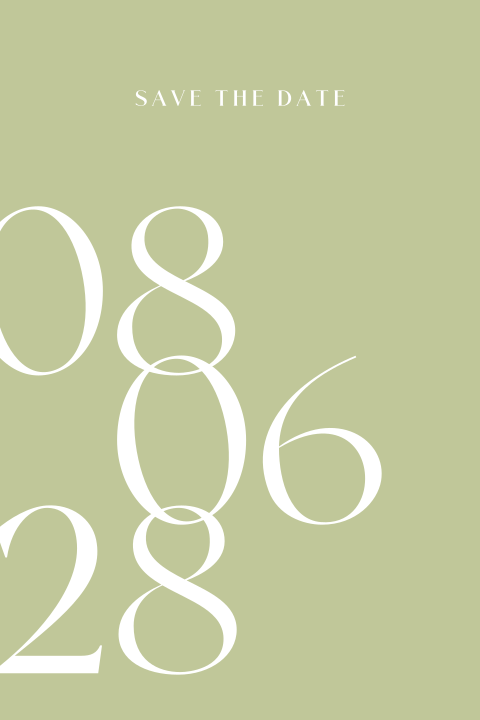 Modern save-the-date kaartje met grote datum