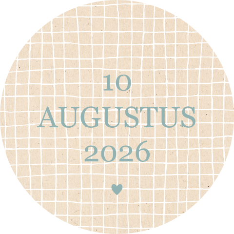 SLUITSTICKER RUITJE MET GEBOORTEDATUM, VEL 25 STUKS