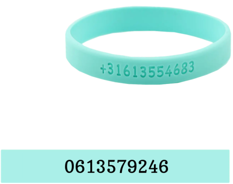 SOS armband gegraveerd met telefoonnummer