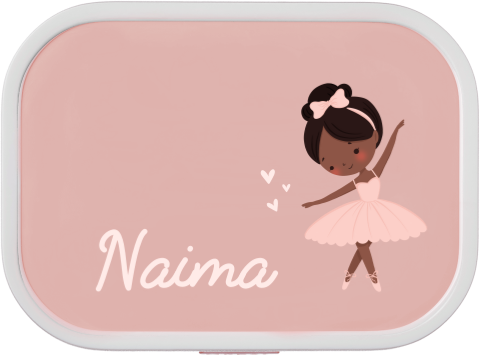 Mepal broodtrommel campus met ballerina, lichtroze naam en hartjes
