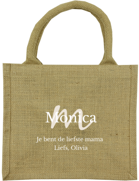 Jute tas met naam en initiaal