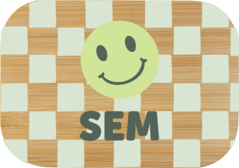 RVS broodtrommel met geblokt groen design, smiley en naam