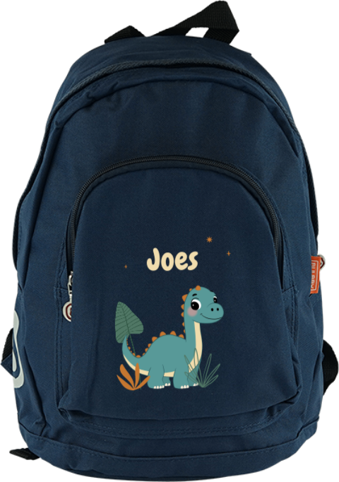 Rugzak junior met naam en schattige dinosaurus