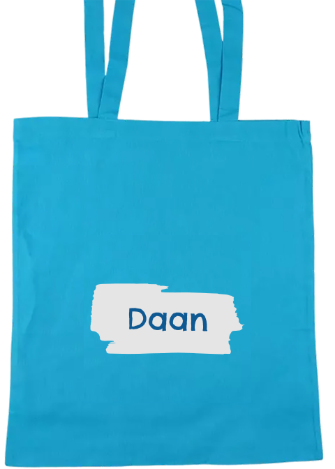 Katoenen tas met naam en penseelstreek