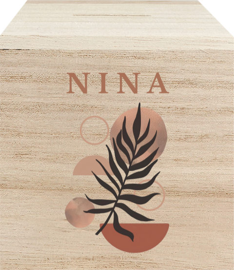 Houten spaarpot boho stijl