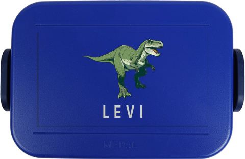 Mepal broodtrommel TO GO met naam en T-rex