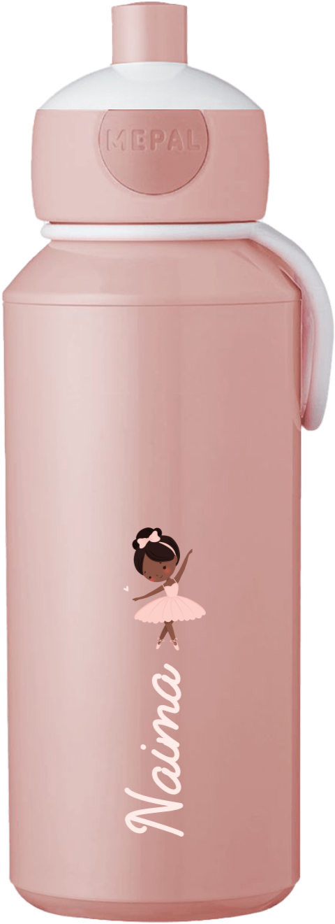 Mepal pop-up drinkfles Campus met ballerina, lichtroze naam en hartjes