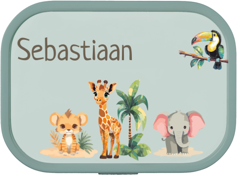 Mepal broodtrommel Campus met naam en safari thema