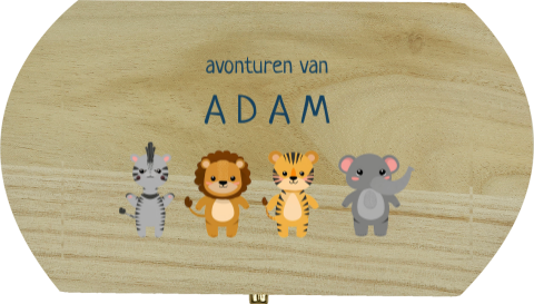 Schatkistje met naam en jungledieren