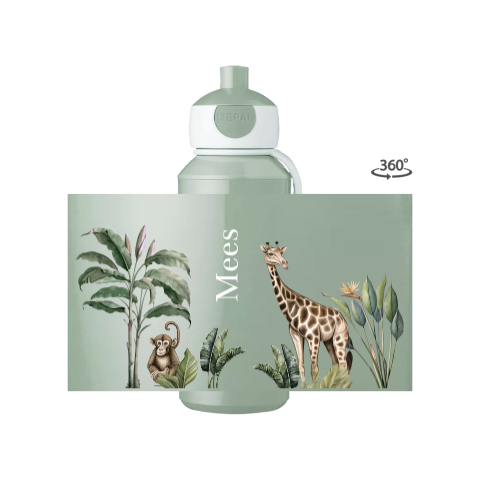 Mepal pop-up drinkfles Campus met jungledieren en naam