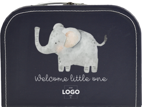 Kinderkoffertje met olifant en zakelijk logo
