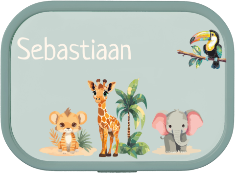 Mepal broodtrommel Campus met naam en safari thema