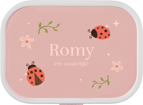 Mepal broodtrommel Campus met naam en lieveheersbeestjes