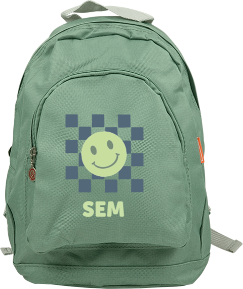 Junior rugzak retro met smiley en naam